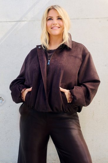 Ulla Popken 853792 Kunstseemisnahast jakk Pruun - Joped - Suured naiste jakid