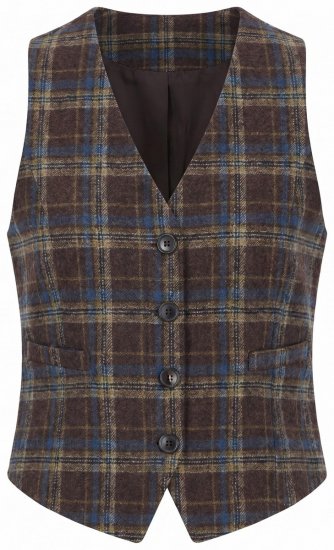 Ulla Popken 853892 V-kaelusega ruuduline vest Mahagonipruun - Ülikonnavestid - 