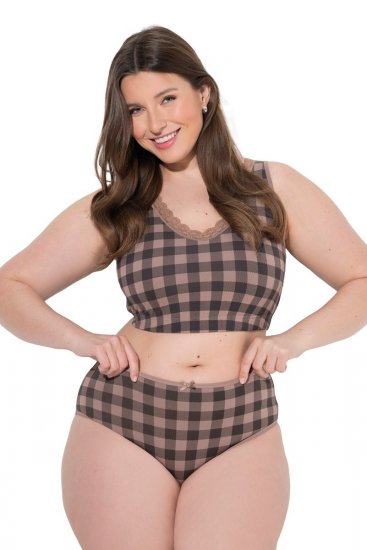 Ulla Popken 854114 Ruudulised aluspüksid 5 tk Taupe - Aluspüksid - 