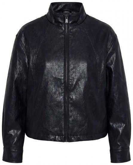 Ulla Popken 854795 Kunstnahast bikerjope Must - Joped - Suured naiste jakid