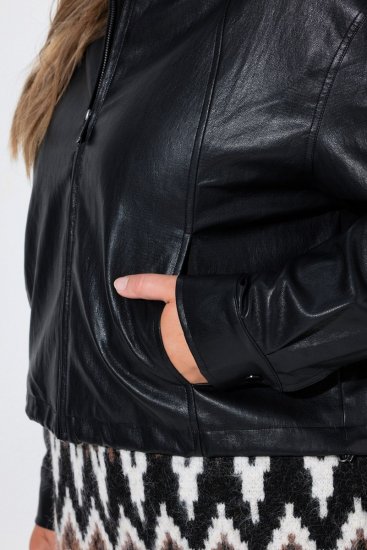 Ulla Popken 854795 Kunstnahast bikerjope Must - Joped - Suured naiste jakid