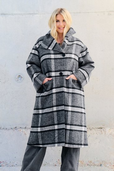 Ulla Popken 855250 Laia kraega asümmeetriline villane mantel Hallmeleeritud - Mantlid - Naiste mantlid suurtes suurustes