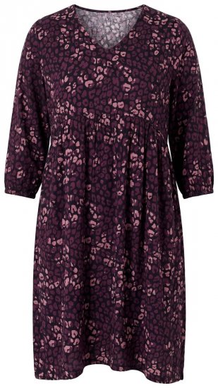Ulla Popken 855270 V-kaelusega mustriline jersey-kleit Must - Trikookleidid - 