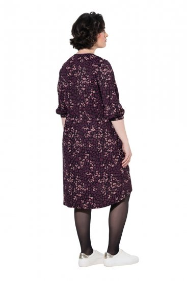 Ulla Popken 855270 V-kaelusega mustriline jersey-kleit Must - Trikookleidid - 
