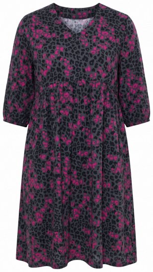 Ulla Popken 855270 V-kaelusega mustriline jersey-kleit Antratsiit - Trikookleidid - 