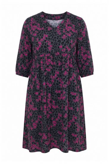 Ulla Popken 855270 V-kaelusega mustriline jersey-kleit Antratsiit - Trikookleidid - 