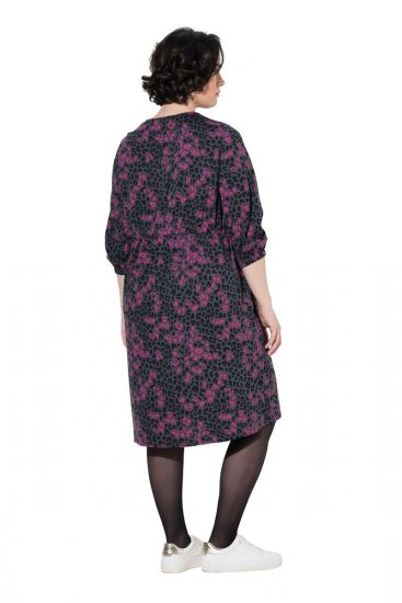 Ulla Popken 855270 V-kaelusega mustriline jersey-kleit Antratsiit - Trikookleidid - 