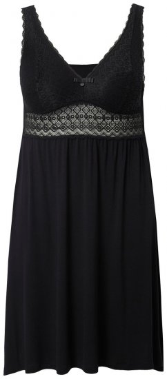 Ulla Popken 855428 Pitsiga negliže Must - Öösärgid - 