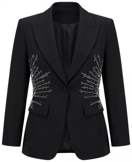 Ulla Popken 855550 Sädelevate kividega taljes pintsak Must - Pintsakud - Pintsakud naistele suurtes suurustes