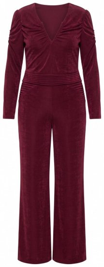 Ulla Popken 855622 V-kaelusega pikkade varrukatega jumpsuit Veinipunane - Jumpsuit - Jumpsuitid Suurtes Suurustes