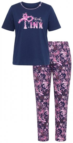 Ulla Popken 856141 Pikkade varrukatega pidžaama Tumesinine - Pidžaama/Loungewear - 