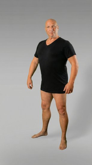 20 Nodi 9001 Short Sleeve V-Neck in Stretch Cotton Black - Alussärgid - 