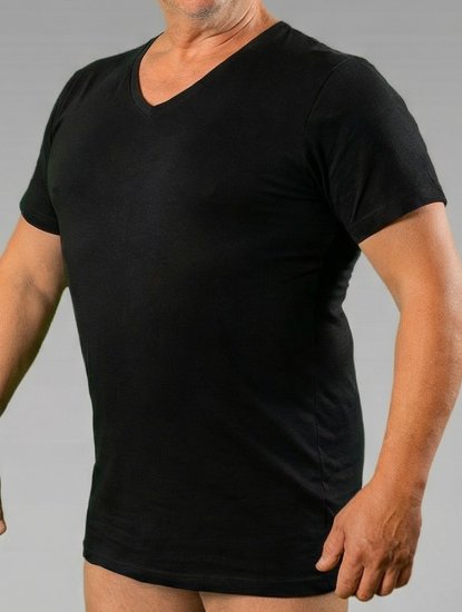 20 Nodi 9001 Short Sleeve V-Neck in Stretch Cotton Black - Alussärgid - 