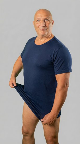 20 Nodi 9002 Short Sleeve Crew Neck in Stretch Cotton Navy - Alussärgid - 