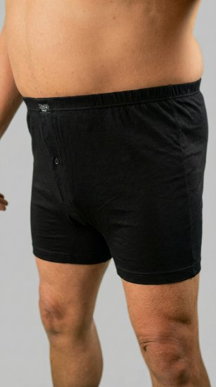 20 Nodi 935 Combed Cotton Jersey Boxer with Front Button Fly Black - Bokserid - Meeste suured bokserid