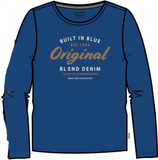 Blend Long Sleeve T-Shirt 4933 True Blue - T-särgid - Suured T-särgid 2XL – 14XL