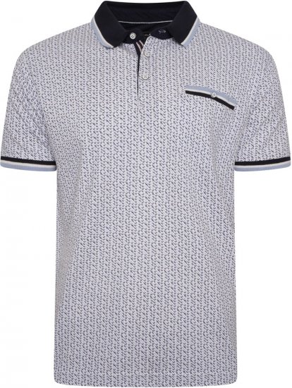 Kam Jeans 5487 Dobby Print Pique Polo White - Polosärgid - Meeste suured polosärgid 2XL – 8XL