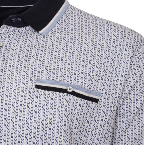 Kam Jeans 5487 Dobby Print Pique Polo White - Polosärgid - Meeste suured polosärgid 2XL – 8XL