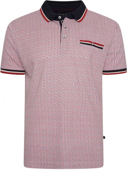 Kam Jeans 5487 Dobby Print Pique Polo Red - Polosärgid - Meeste suured polosärgid 2XL – 8XL