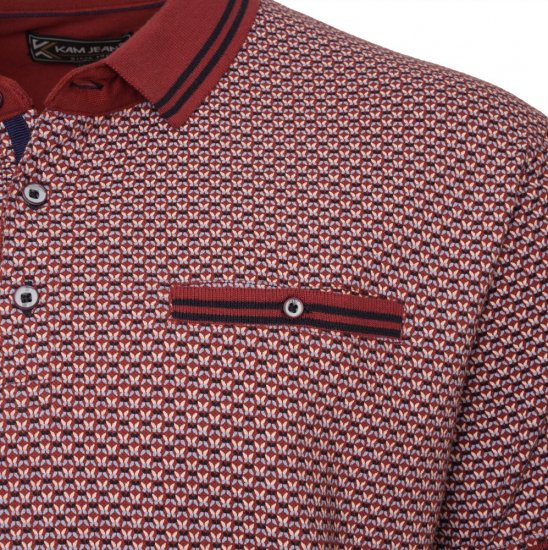  Kam Jeans 5488 Dobby Print Pique Polo Wine - Polosärgid - Meeste suured polosärgid 2XL – 8XL