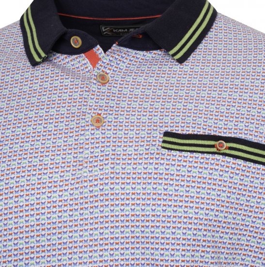 Kam Jeans 5488 Dobby Print Pique Polo Navy - Polosärgid - Meeste suured polosärgid 2XL – 8XL