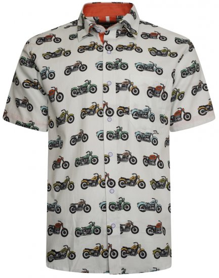 Kam Jeans 6043 Motorbike Digital Print Short Sleeve Shirt Multi-Colored - Särgid - Meeste suured särgid 2XL – 8XL