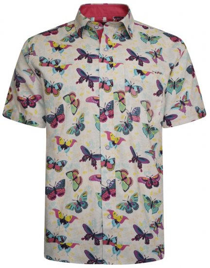 Kam Jeans 6044 Butterfly Digital Short Sleeve Print Shirt Multi-Colored - Särgid - Meeste suured särgid 2XL – 8XL
