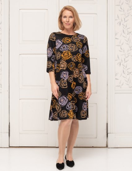 Scandinavian Caramel Flower Petals Dress Lavender and Orange - NAISTERIIDED 40-66 - 