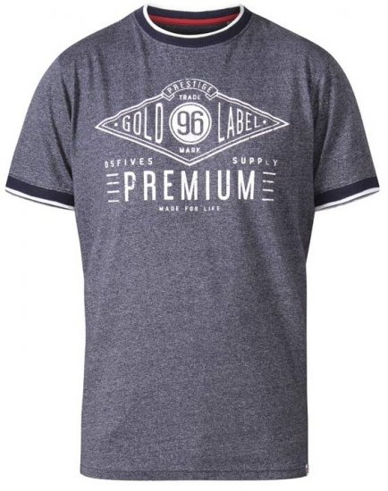 D555 Alister Premium Chest Printed Ringer T-Shirt Navy - T-särgid - Suured T-särgid 2XL – 14XL