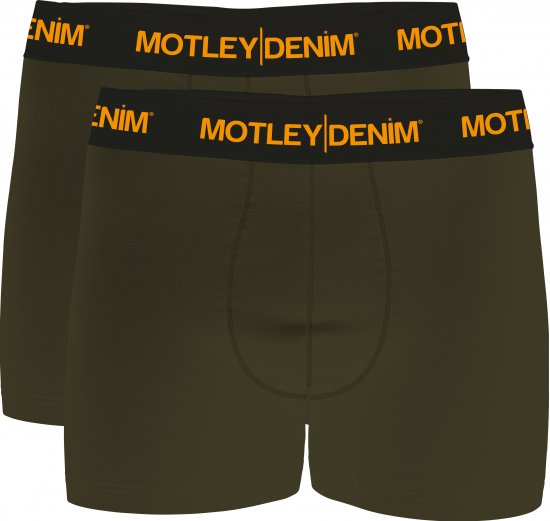 Motley Denim Amsterdam Boxershorts Dark Khaki 2-pack - Aluspesu ja ujumisriided - Aluspesu 2XL-8XL