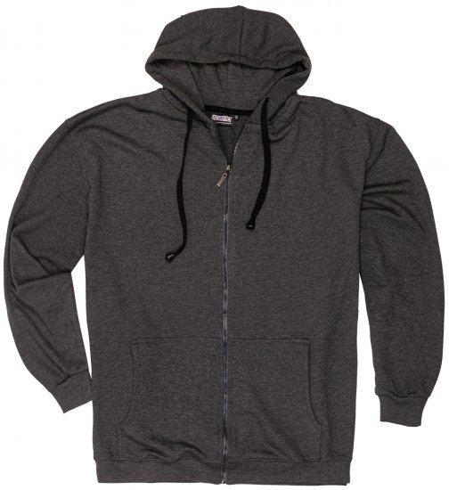 Adamo Athen Hoodie with Zipper Charcoal - Sviitrid ja dressipluusid - Meeste suured kapuutsiga jakid suurustes 2XL – 14XL