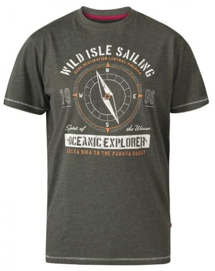 D555 Atticus Oceanic Explorer Crew Neck T-Shirt Khaki - T-särgid - Suured T-särgid 2XL – 14XL