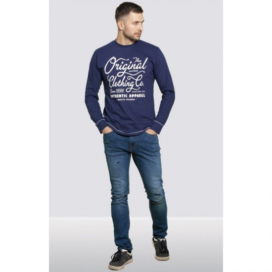 D555 Austin Long Sleeve T-shirt Navy - T-särgid - Suured T-särgid 2XL – 14XL