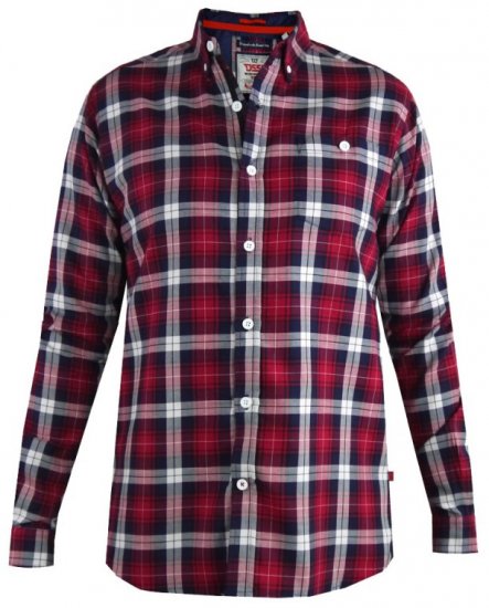 D555 Baltimore Checked Shirt Red - Särgid - Meeste suured särgid 2XL – 8XL