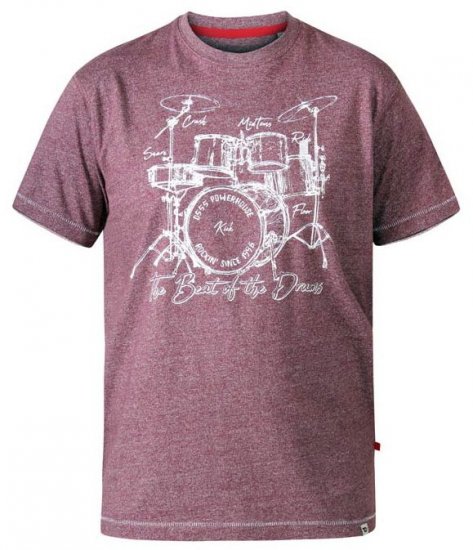 D555 Blunt Drum Set Crew Neck Printed T-Shirt Burgundy - T-särgid - Suured T-särgid 2XL – 14XL