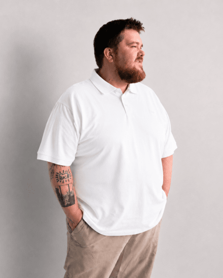Motley Denim Bratislava Polo White - Polosärgid - Meeste suured polosärgid 2XL – 8XL