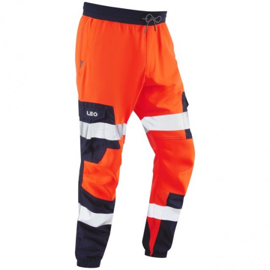 Leo Hawkcombe Ecoviz High Performance Ballistic Stretch Trousers Hi-Vis Orange/Navy - Tööriided - Suured tööriided