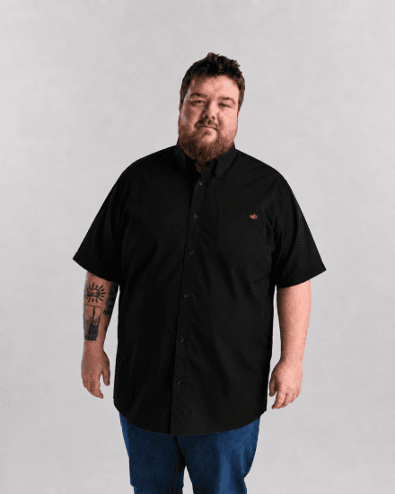 Motley Denim Zagreb Lühikeste Varrukatega Särk Must - Särgid - Meeste suured särgid 2XL – 8XL