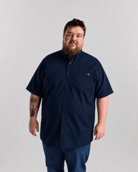 Motley Denim Zagreb Lühikeste Varrukatega Särk Tumesinine - Särgid - Meeste suured särgid 2XL – 8XL