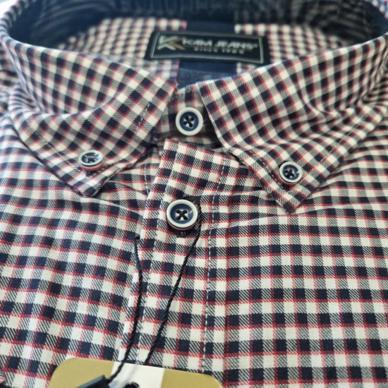 Kam Jeans 6302 Casual Gingham Check Shirt Navy - Särgid - Meeste suured särgid 2XL – 8XL