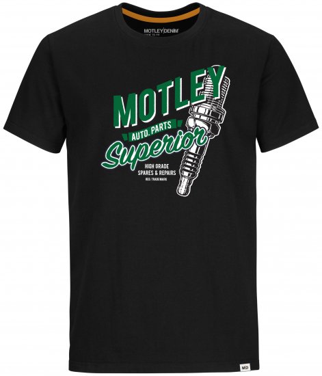 Motley Denim Derry T-shirt Green on Black - T-särgid - Suured T-särgid 2XL – 14XL