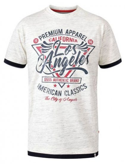 D555 Ellwood Los Angeles Crew Neck Printed T-Shirt Off White Reno - T-särgid - Suured T-särgid 2XL – 14XL