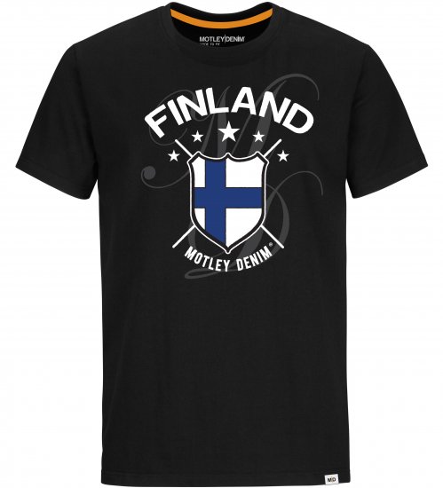 Motley Denim Finland T-shirt Black - T-särgid - Suured T-särgid 2XL – 14XL