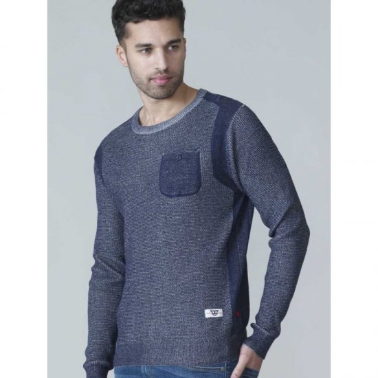 D555 Bryson Crewneck Sweater with Pocket Navy - Sviitrid ja dressipluusid - Meeste suured kapuutsiga jakid suurustes 2XL – 14XL