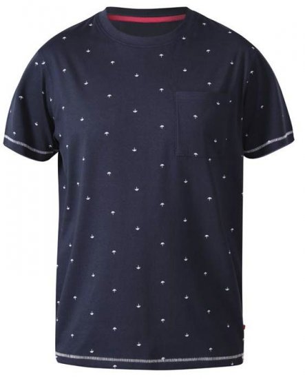 D555 Forbes Umbrella Printed Crew Neck T-Shirt Navy - T-särgid - Suured T-särgid 2XL – 14XL