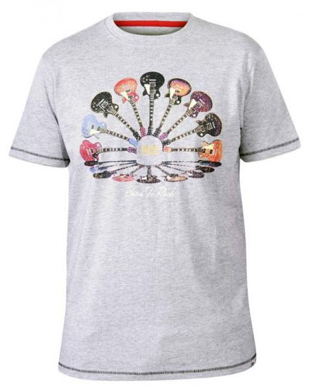 D555 Gillard Guitars Crew Neck Printed T-Shirt Grey - T-särgid - Suured T-särgid 2XL – 14XL