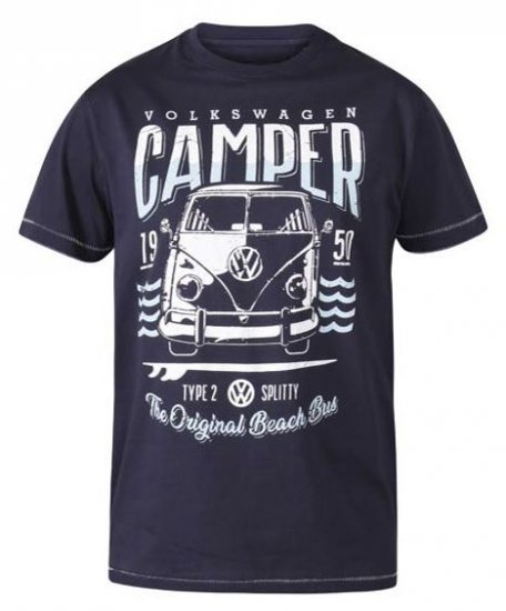 D555 Gorton Official Licensed VW Product Campervan Printed T-Shirt Navy - T-särgid - Suured T-särgid 2XL – 14XL