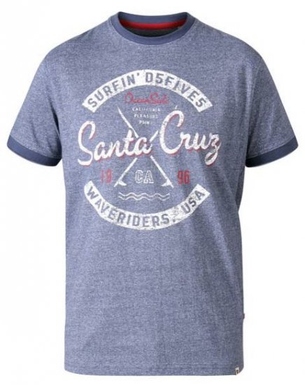 D555 Gove Santa Cruz Surfer Print Ringer T-Shirt Navy - T-särgid - Suured T-särgid 2XL – 14XL