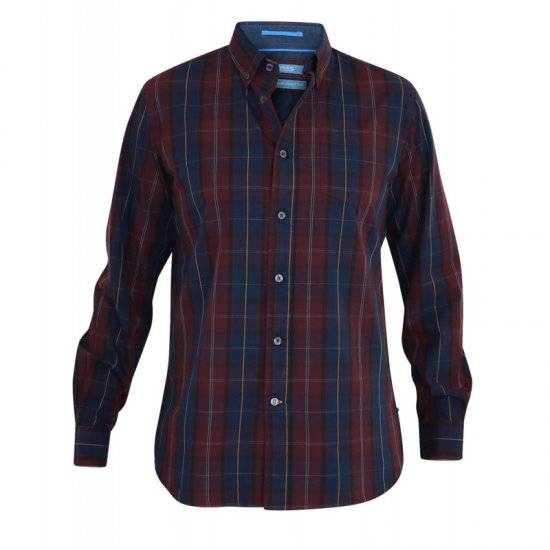 D555 Grady Long Sleeve Check Shirt - Särgid - Meeste suured särgid 2XL – 8XL