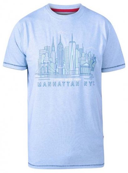 D555 Hemsworth Manhattan Sky Line Crew Neck Printed T-Shirt Blue - T-särgid - Suured T-särgid 2XL – 14XL